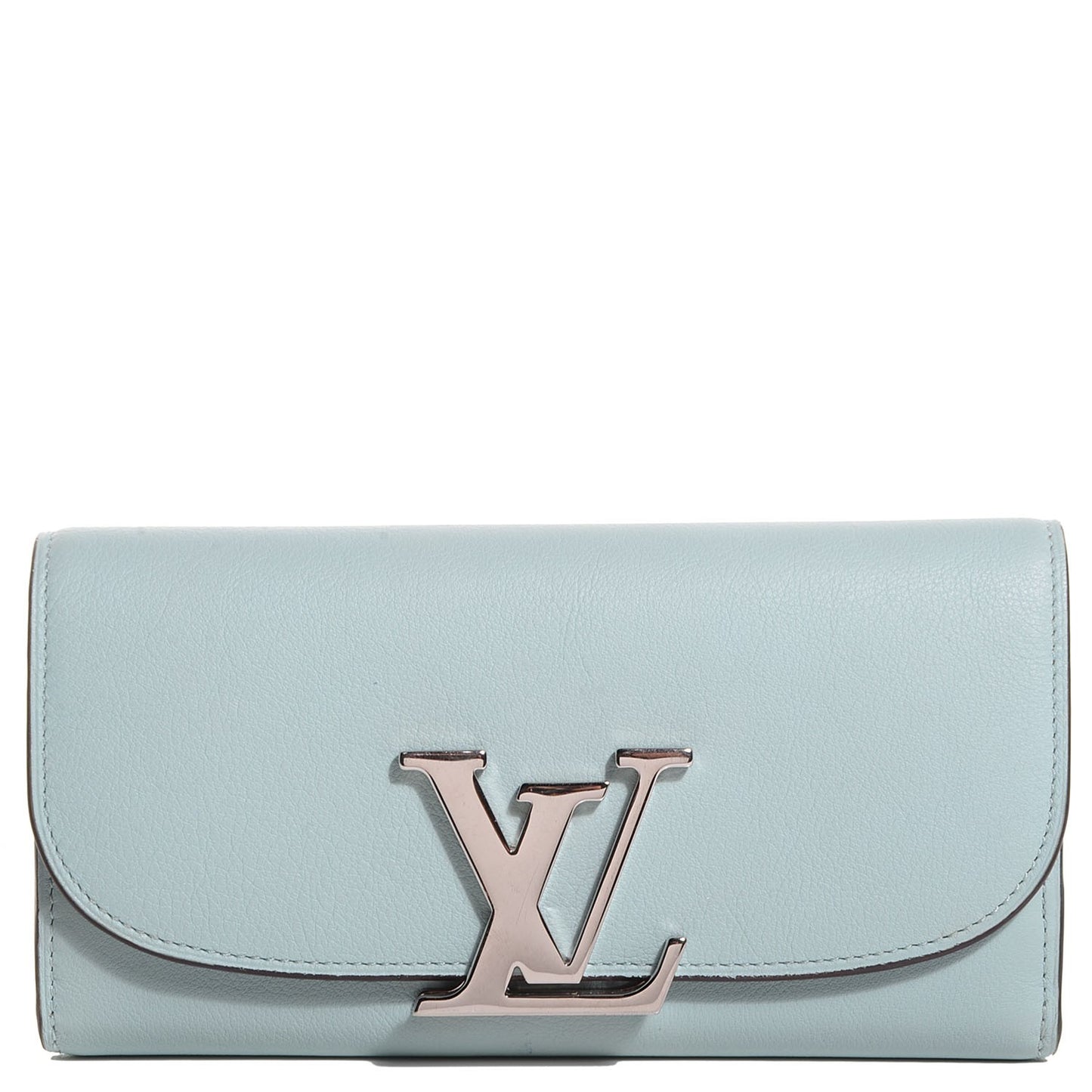 Veau Soie Vivienne LV Long Wallet Azur