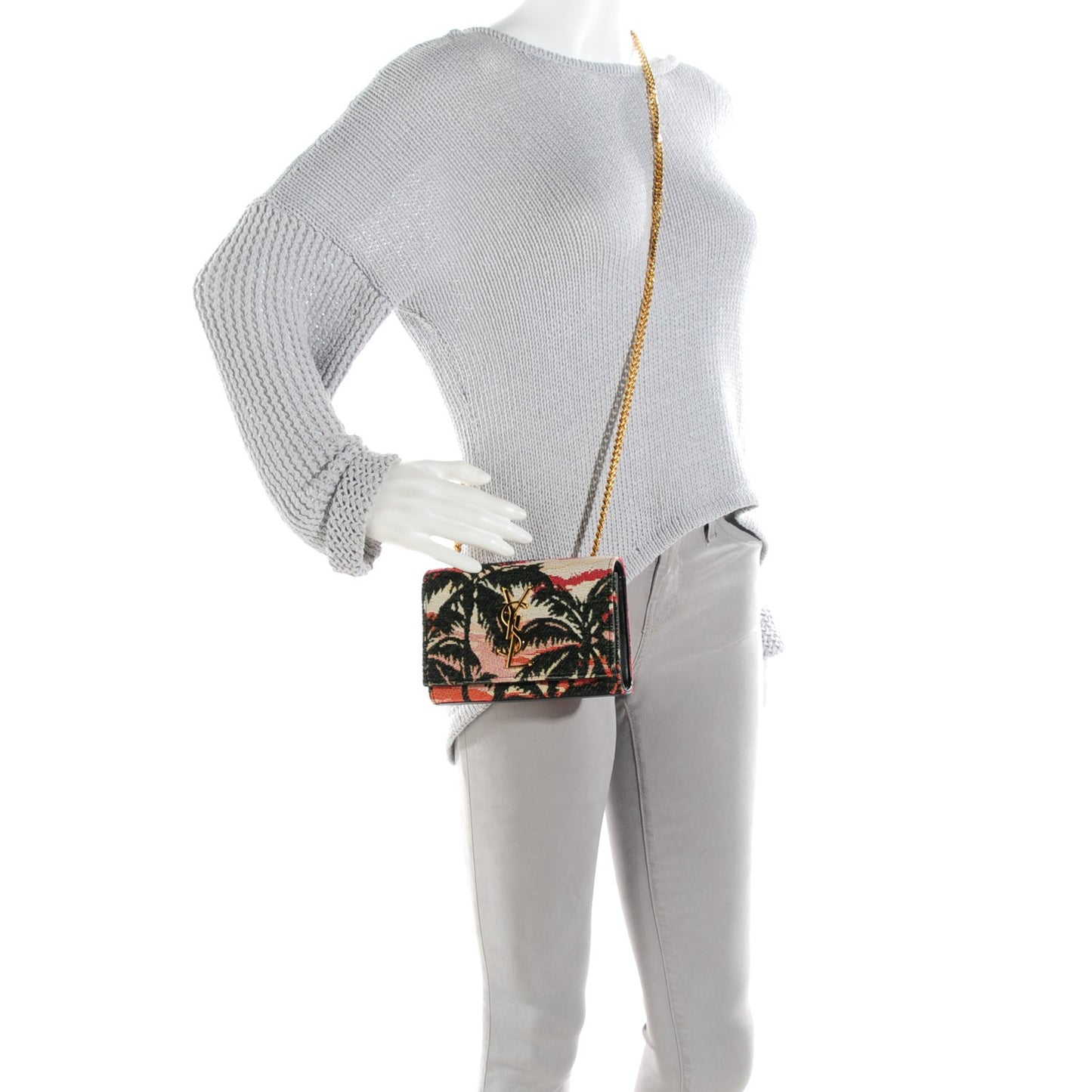 Jacquard Palm Tree Small Classic Monogram Satchel Multi