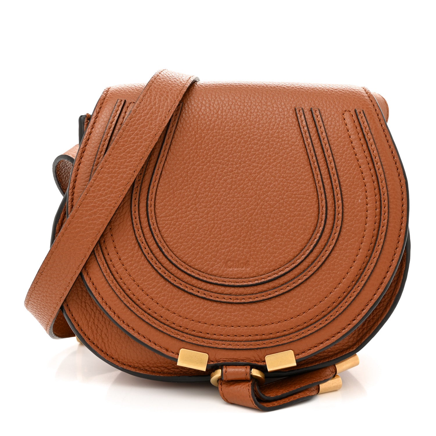 Chloe Grained Calfskin Small Marcie Saddle Bag Tan 1 of 14