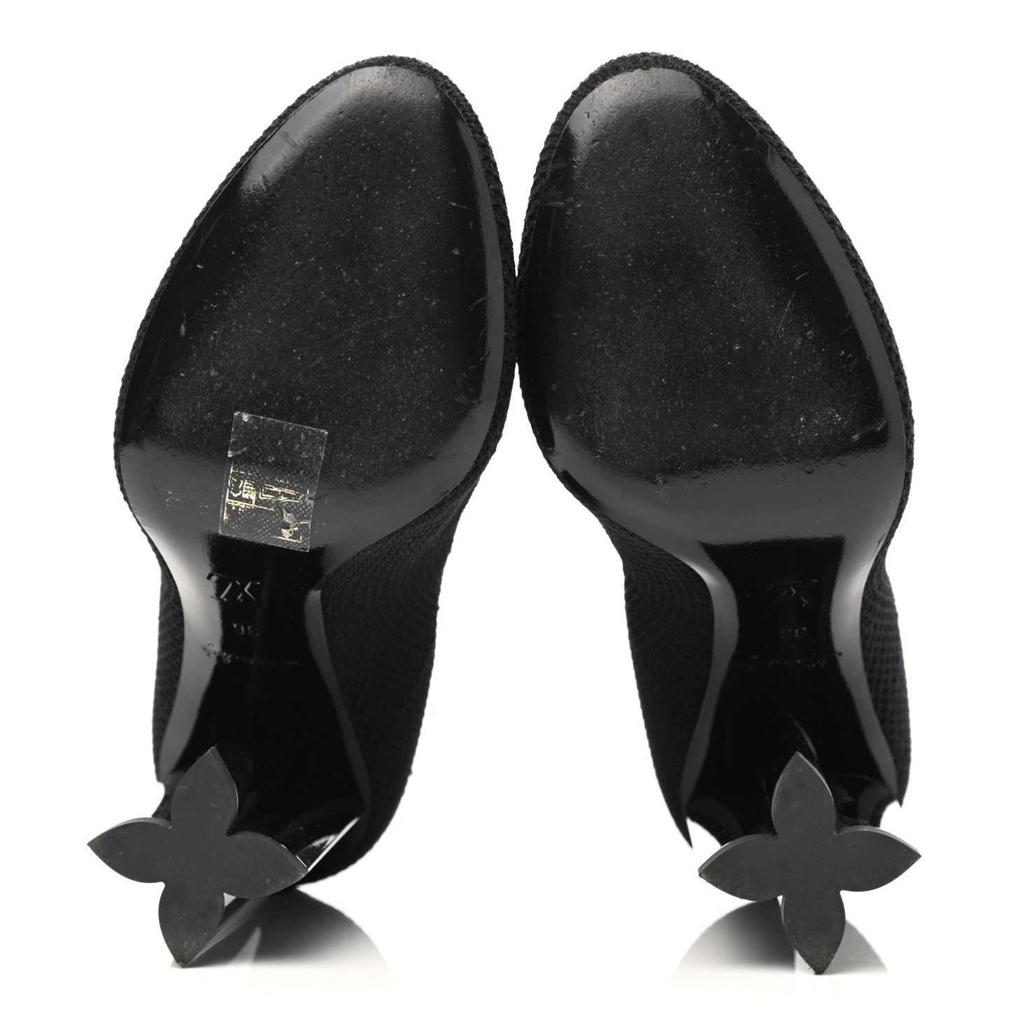 Monogram Stretch Fabric Silhouette Ankle Boots 36 Black