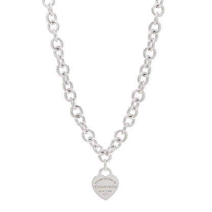 Tiffany Sterling Silver Return to Tiffany Heart Tag Pendant Necklace 1 of 4
