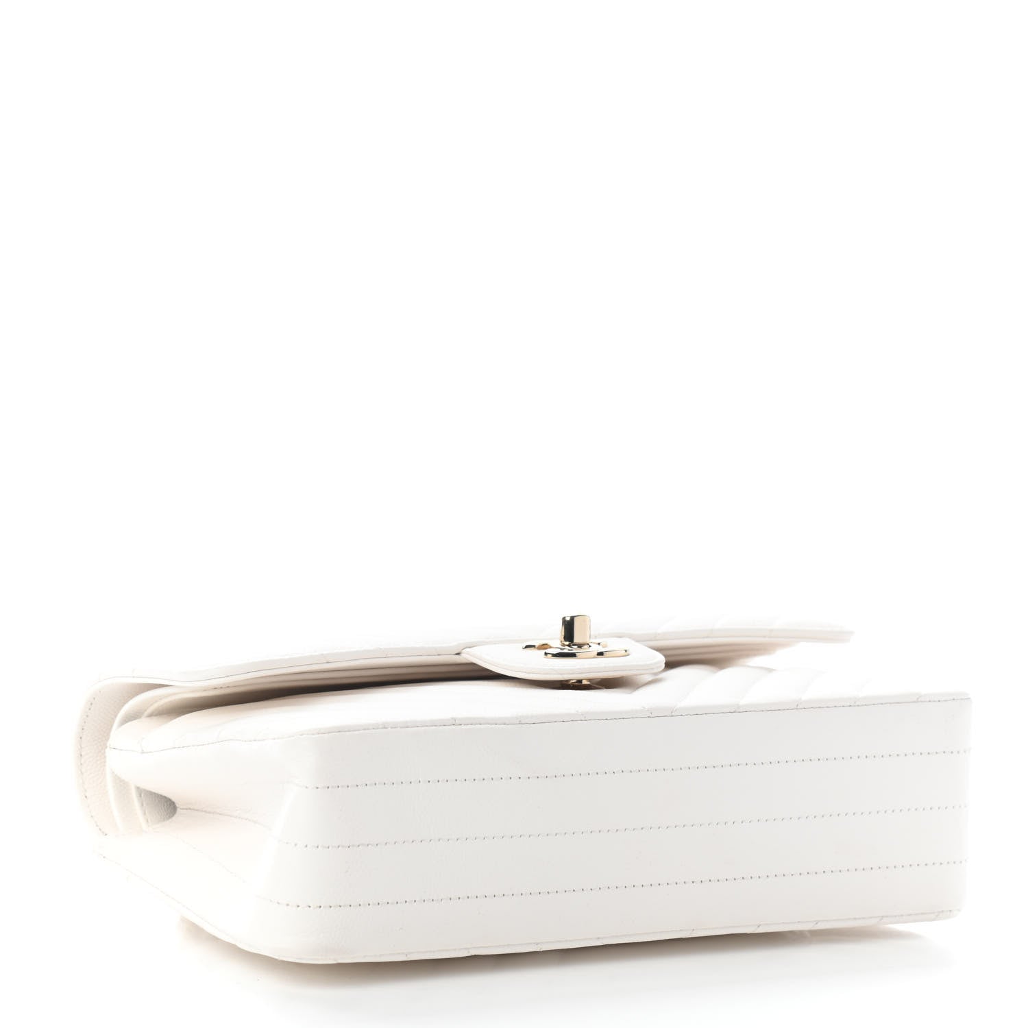 Chanel Caviar Chevron Quilted Small Double Flap White 4 of 9