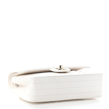 Chanel Caviar Chevron Quilted Small Double Flap White 4 of 9