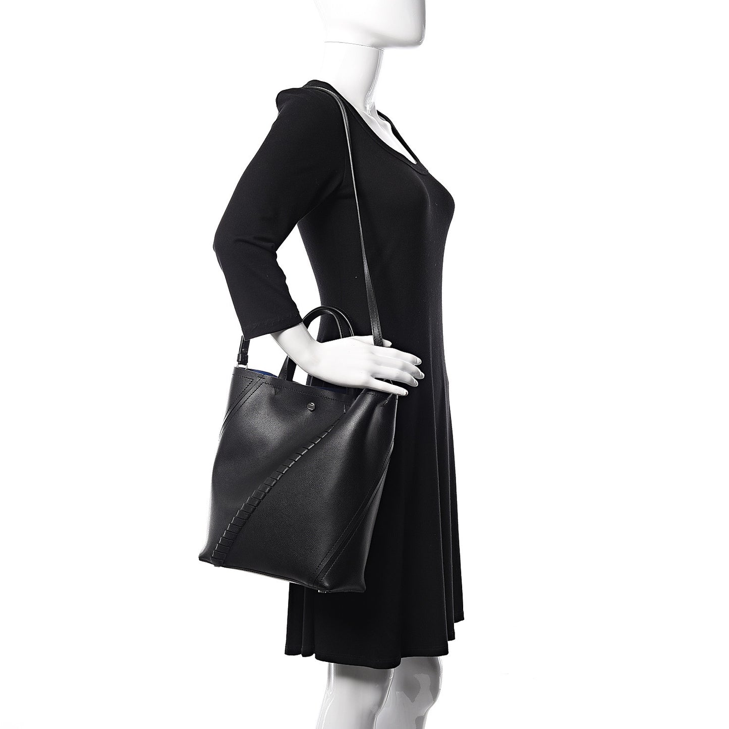 Calfskin Hex Tote Black