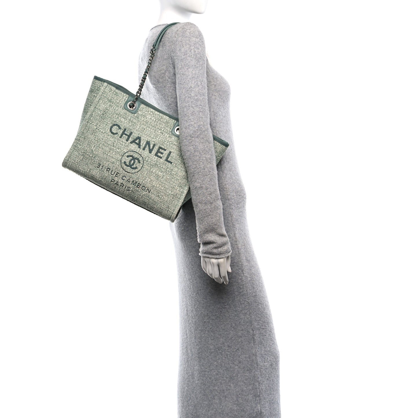 Straw Lurex Small Deauville Tote Light Green