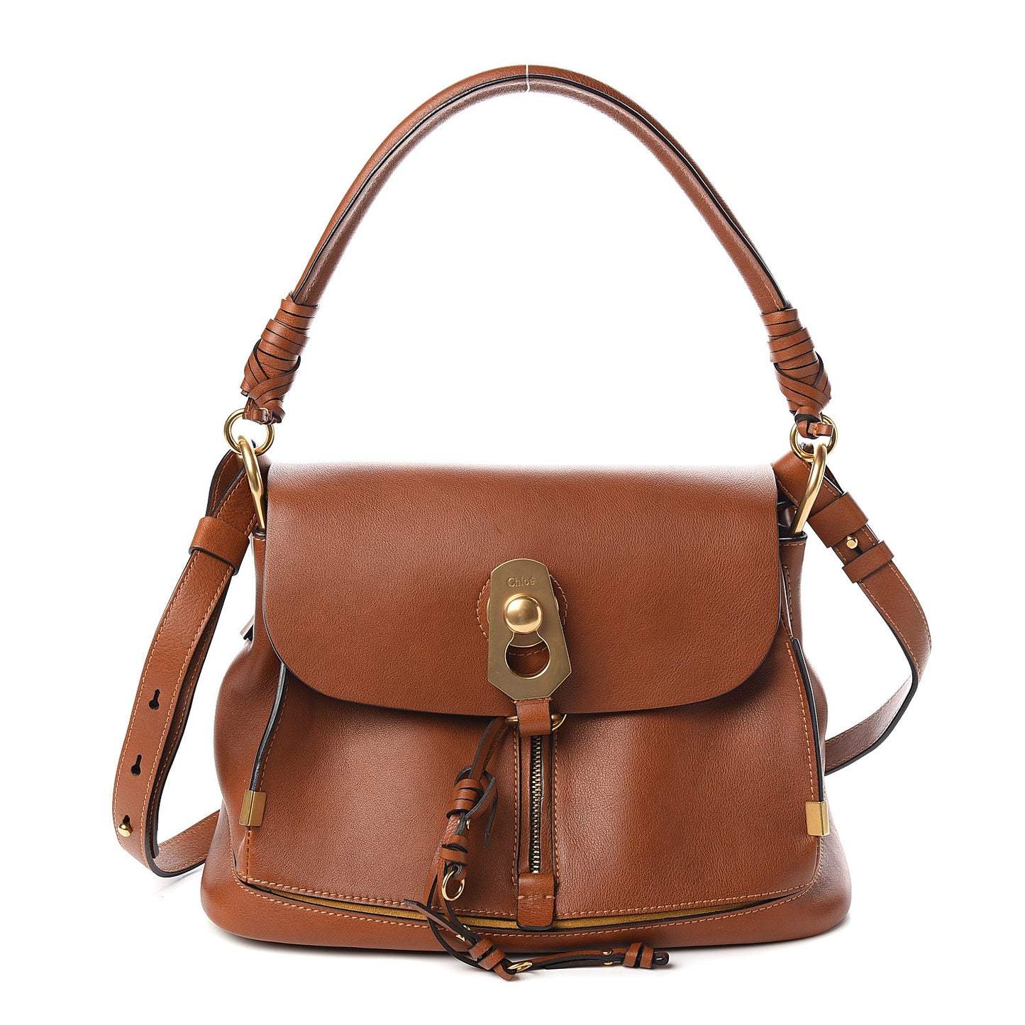Calfskin Small Owen Flap Bag Caramel