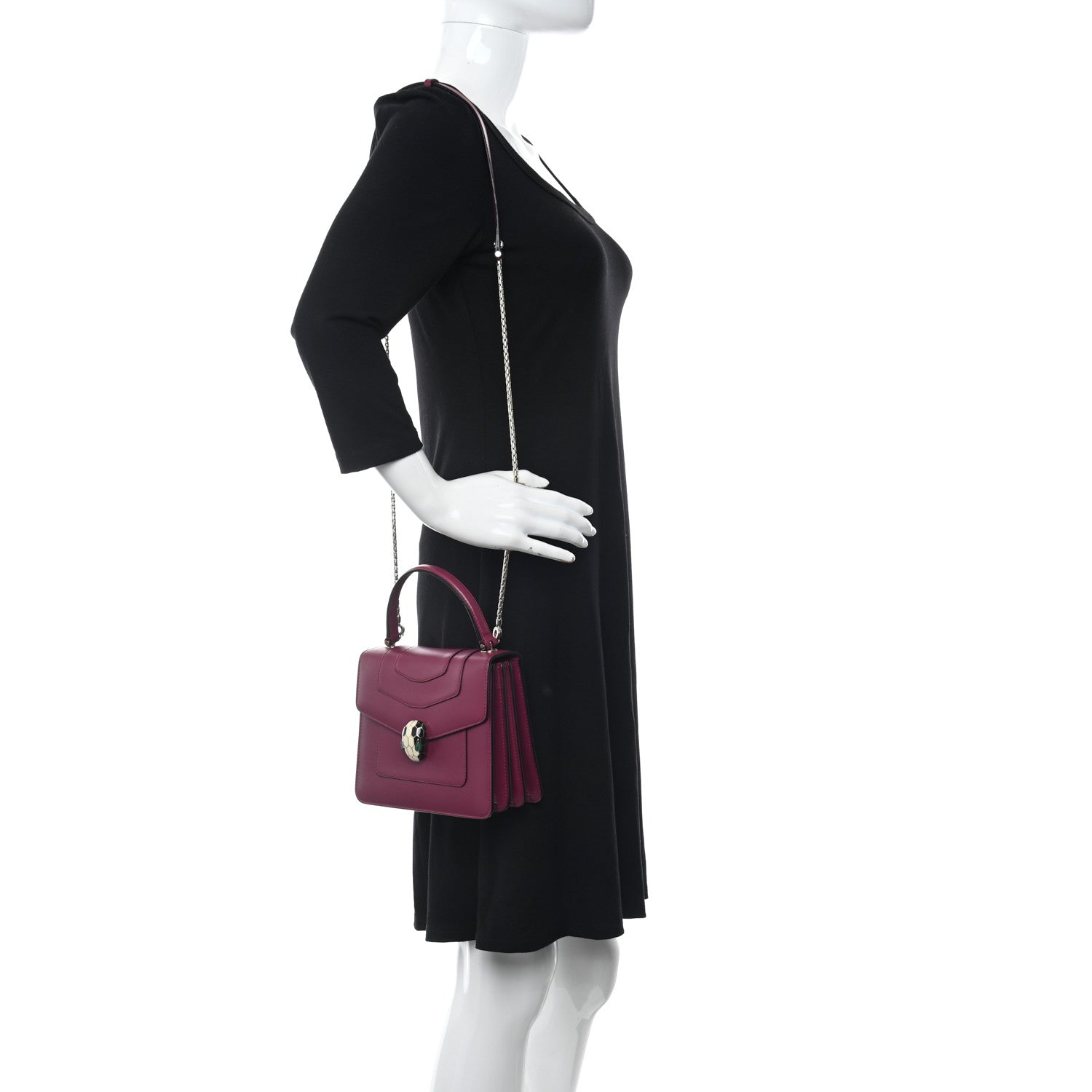 Bulgari Calfskin Serpenti Forever Top Handle Pink 2 of 11