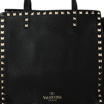 Valentino Garavani Grained Calfskin Rockstud Double Handle Cinch Tote  Black 7 of 9