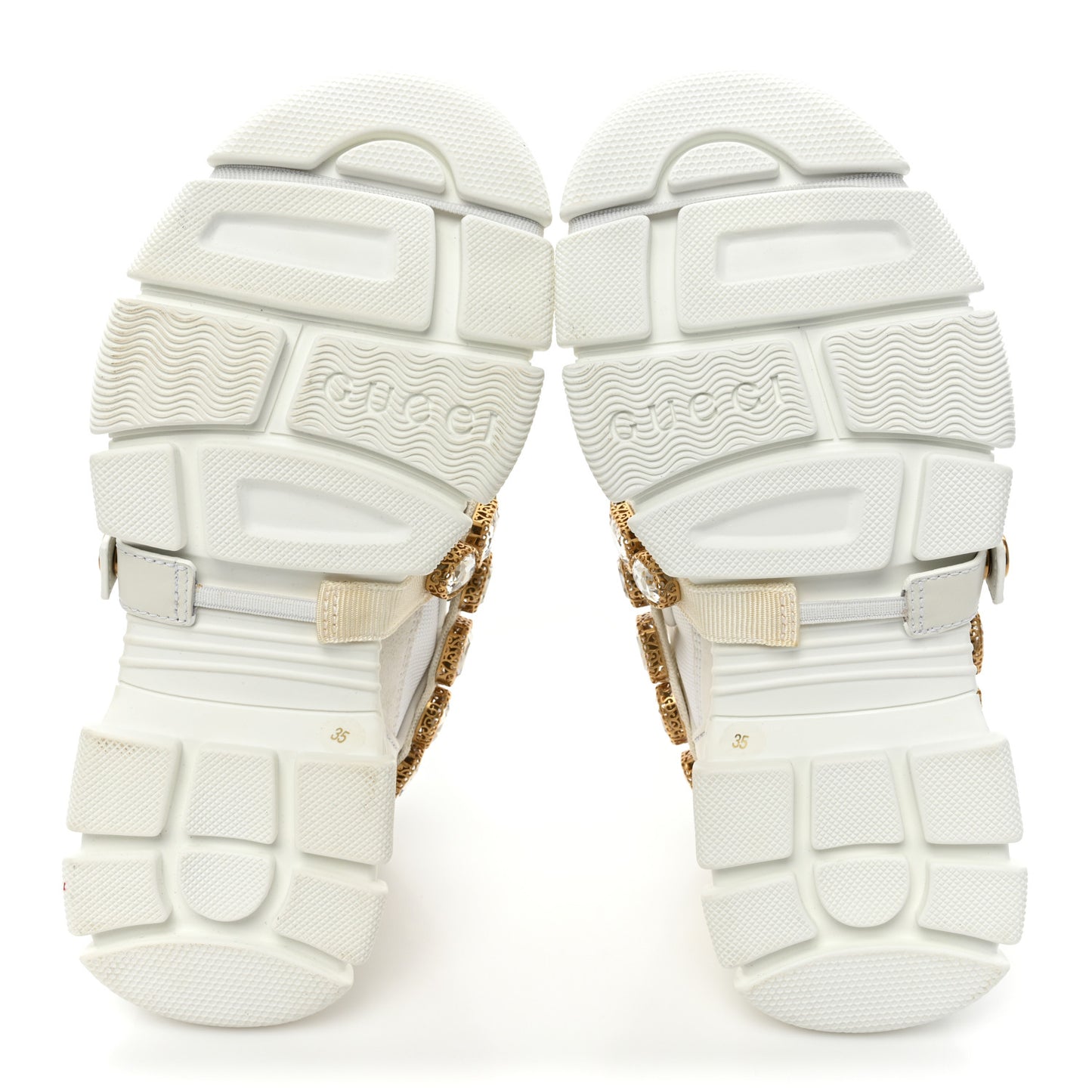 X SEGA Mesh Calfskin Suede Removable Crystals Womens Flashtrek Sneakers 35 Great White
