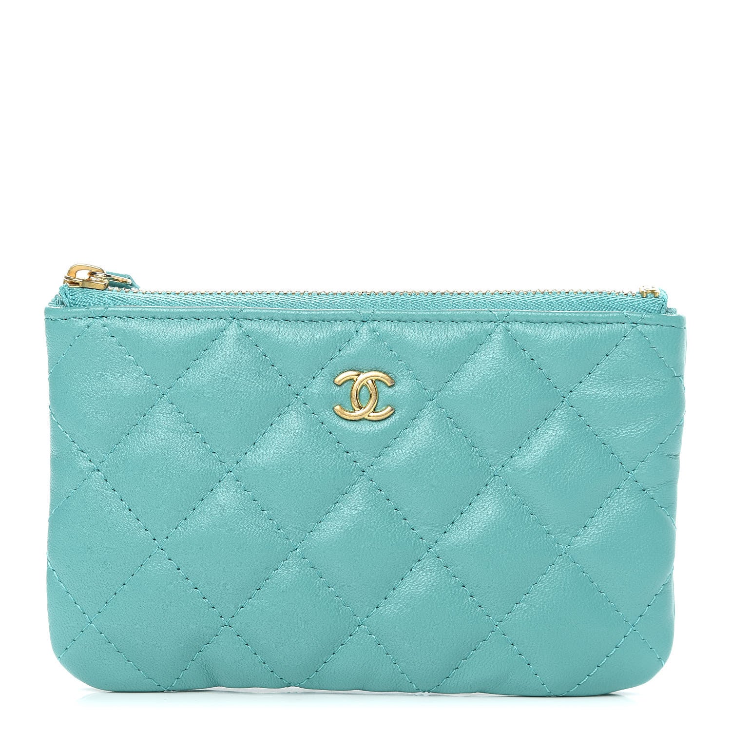 Chanel Lambskin Quilted Small Cosmetic Case Green 1 of 8