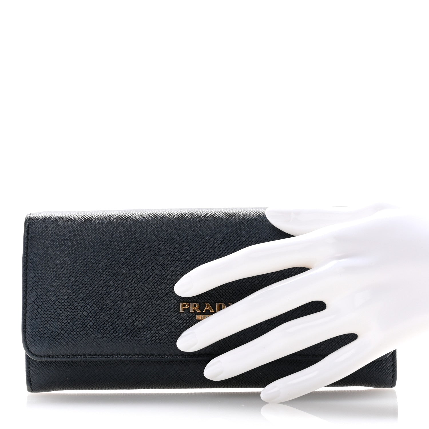 Prada Saffiano Metal Continental Flap Travel Wallet Baltico 2 of 9
