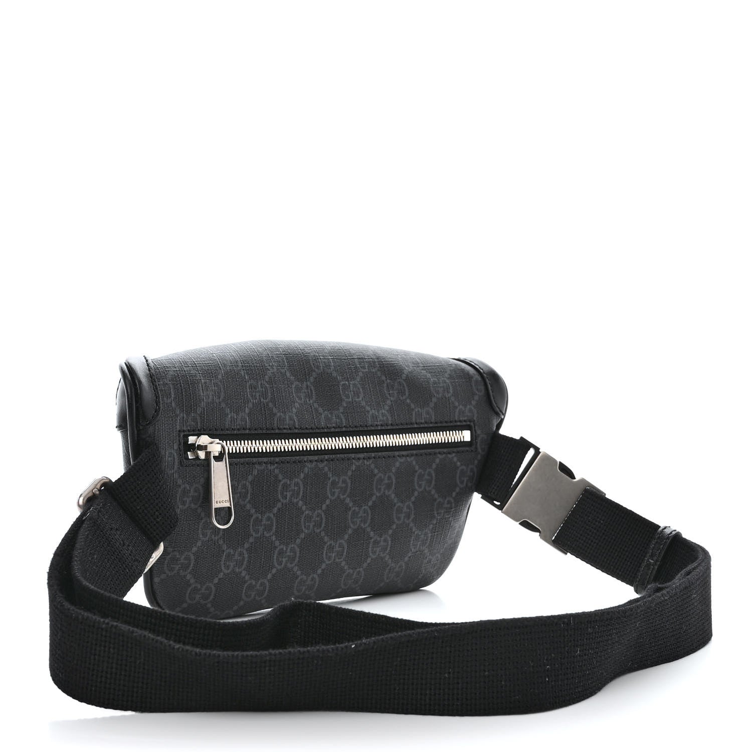 Gucci GG Supreme Monogram Textured Calfskin Retro Interlocking G Belt Bag Black 3 of 11
