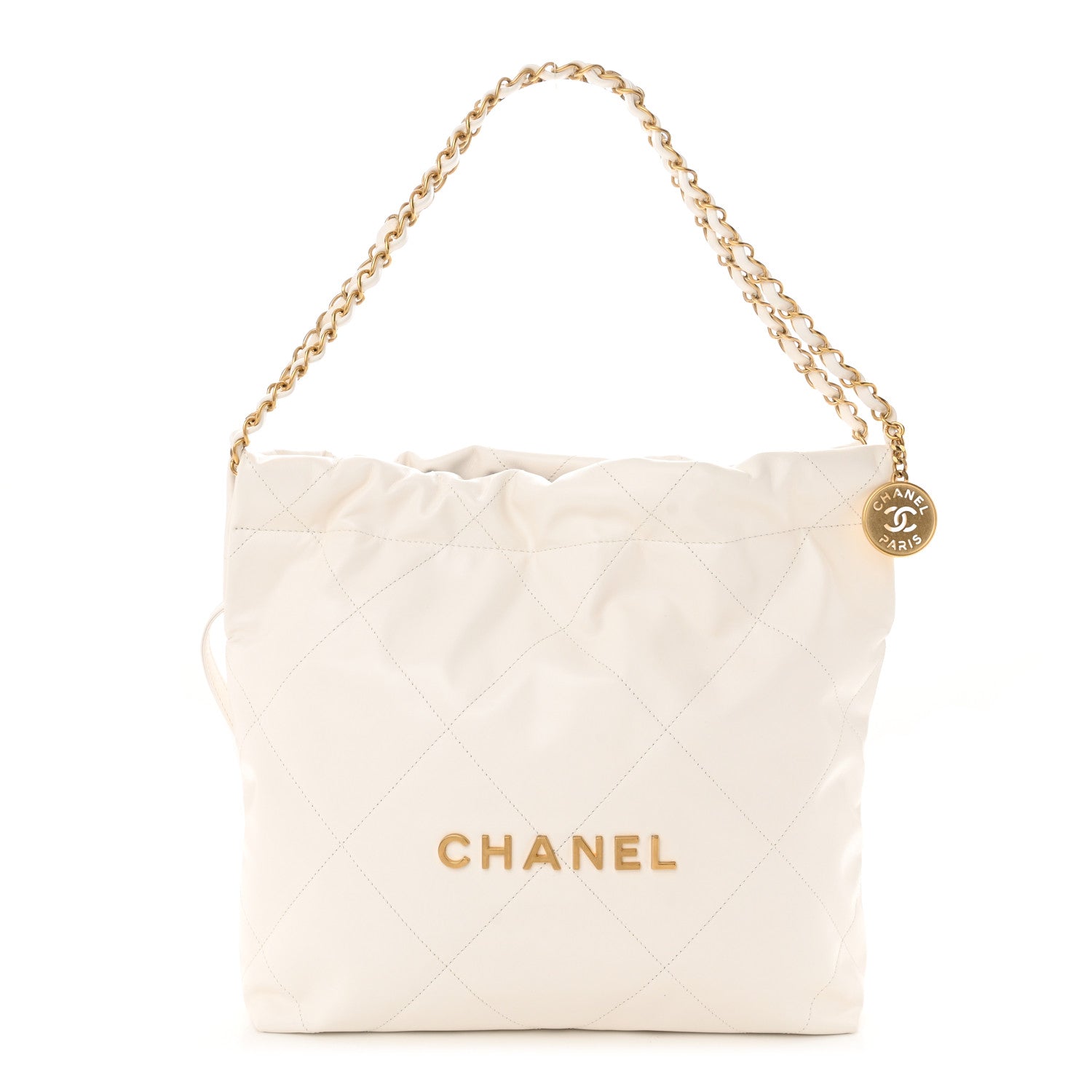 Chanel Shiny Calfskin Quilted Small Chanel 22 White 3 of 12