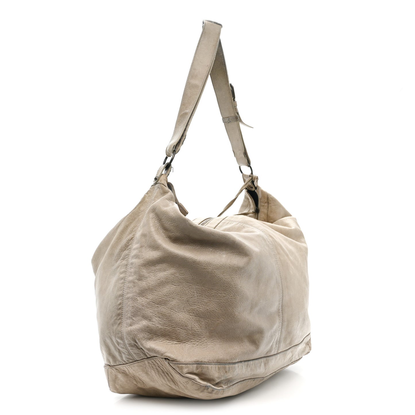 Agneau Classic Silver Hardware Courier XL Hobo Argent