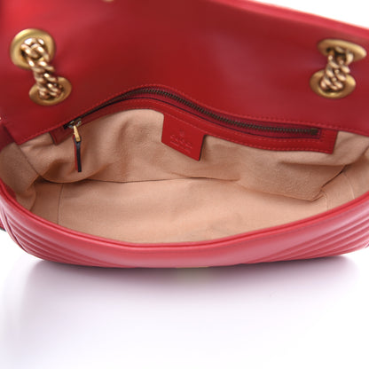 Gucci Calfskin Matelasse Small GG Marmont Shoulder Bag Hibiscus Red 5 of 9