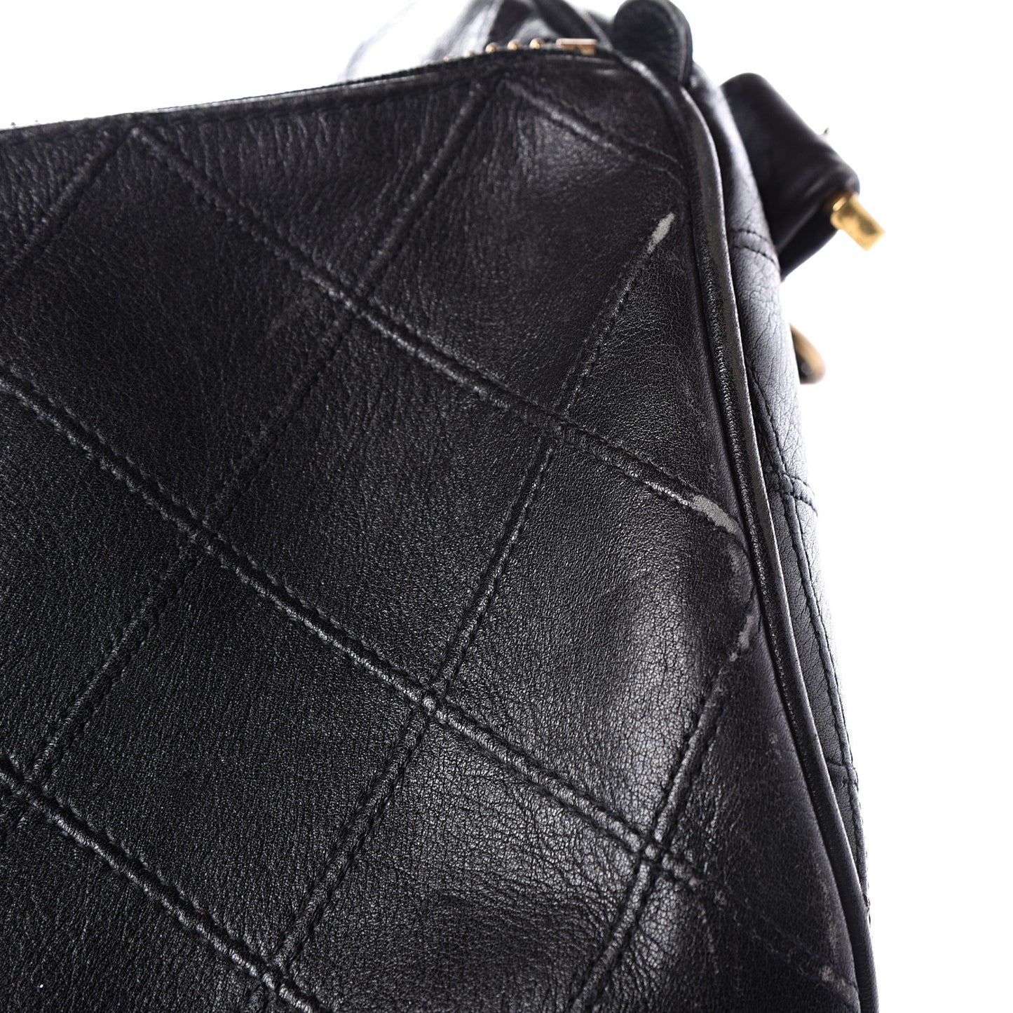 Calfskin Stitched Duffel Bag Black