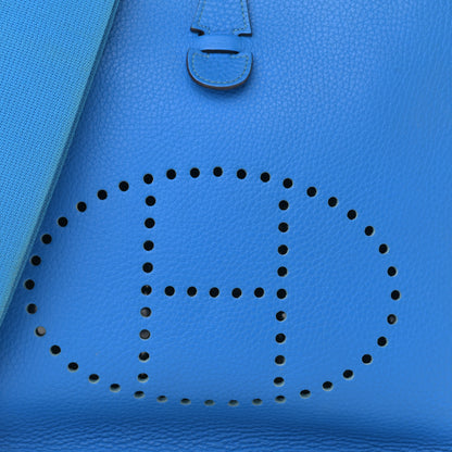 Hermes Taurillon Clemence Evelyne III PM Bleu Hydra 8 of 11