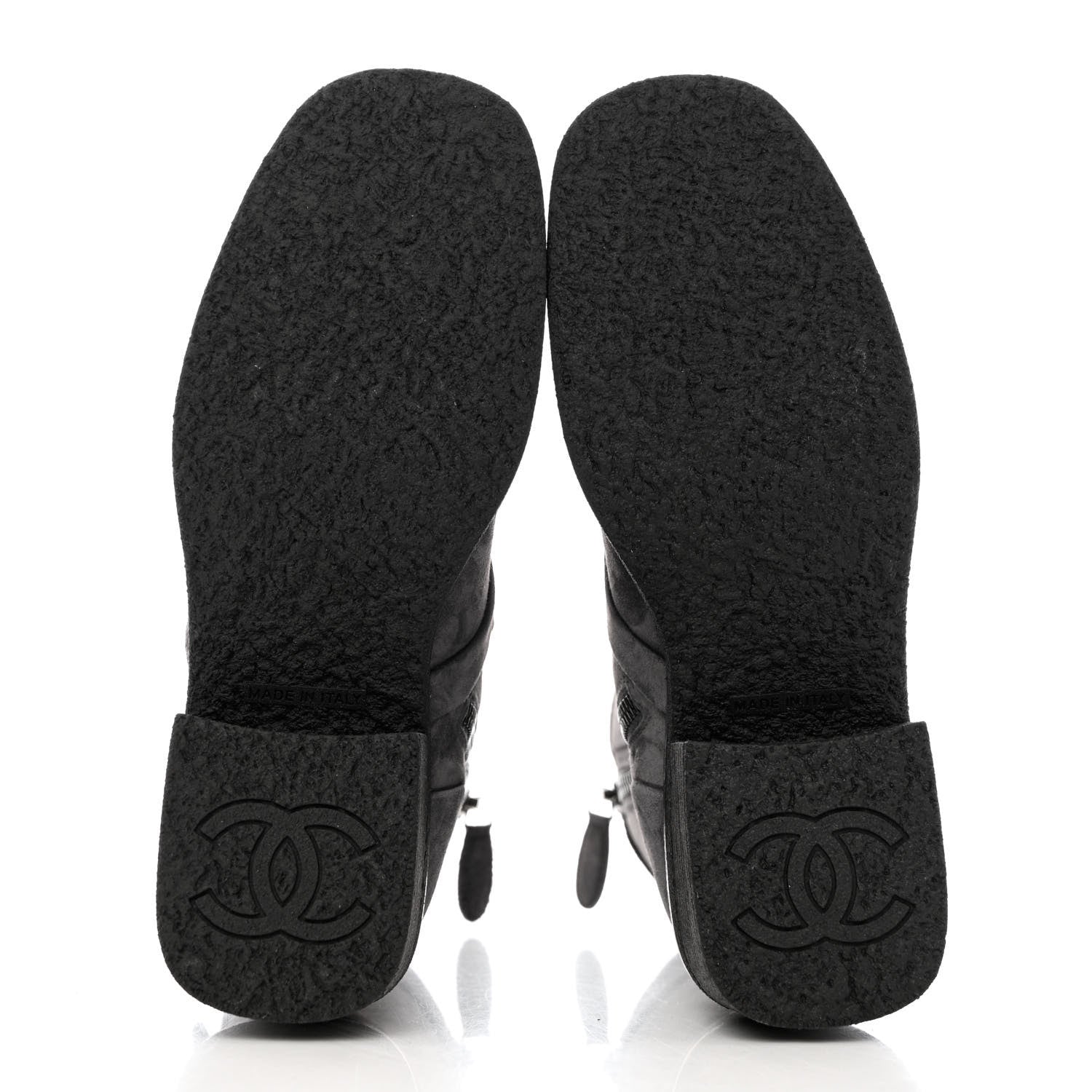 Chanel Suede Calfskin Cap Toe Short Boots 35 Dark Grey Black 5 of 10
