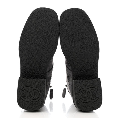 Chanel Suede Calfskin Cap Toe Short Boots 35 Dark Grey Black 5 of 10