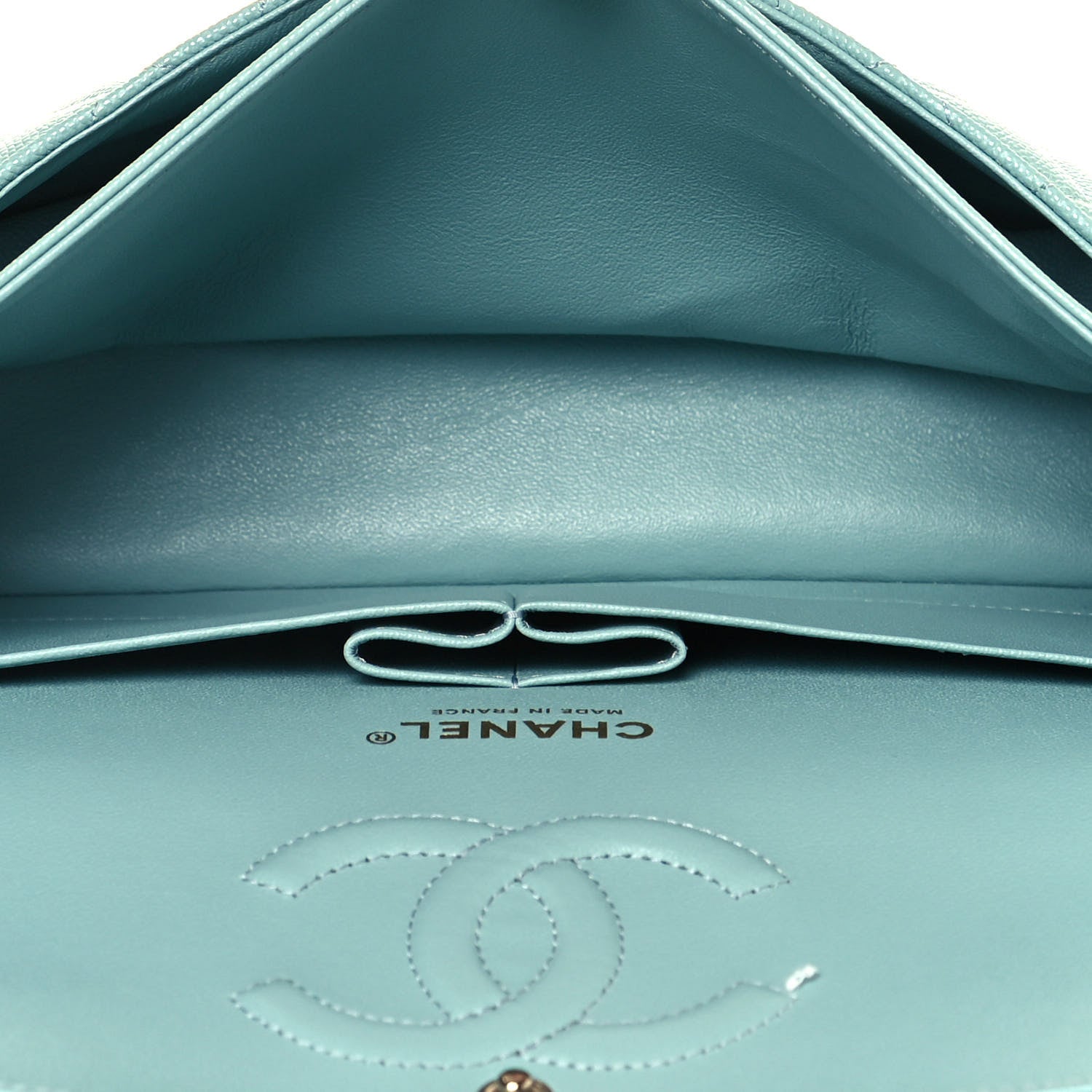 Chanel Caviar Quilted Medium Double Flap Light Blue 5 of 13