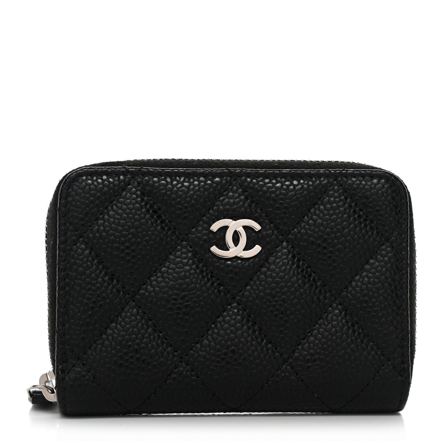 Caviar Quilted Zip Coin Purse Black