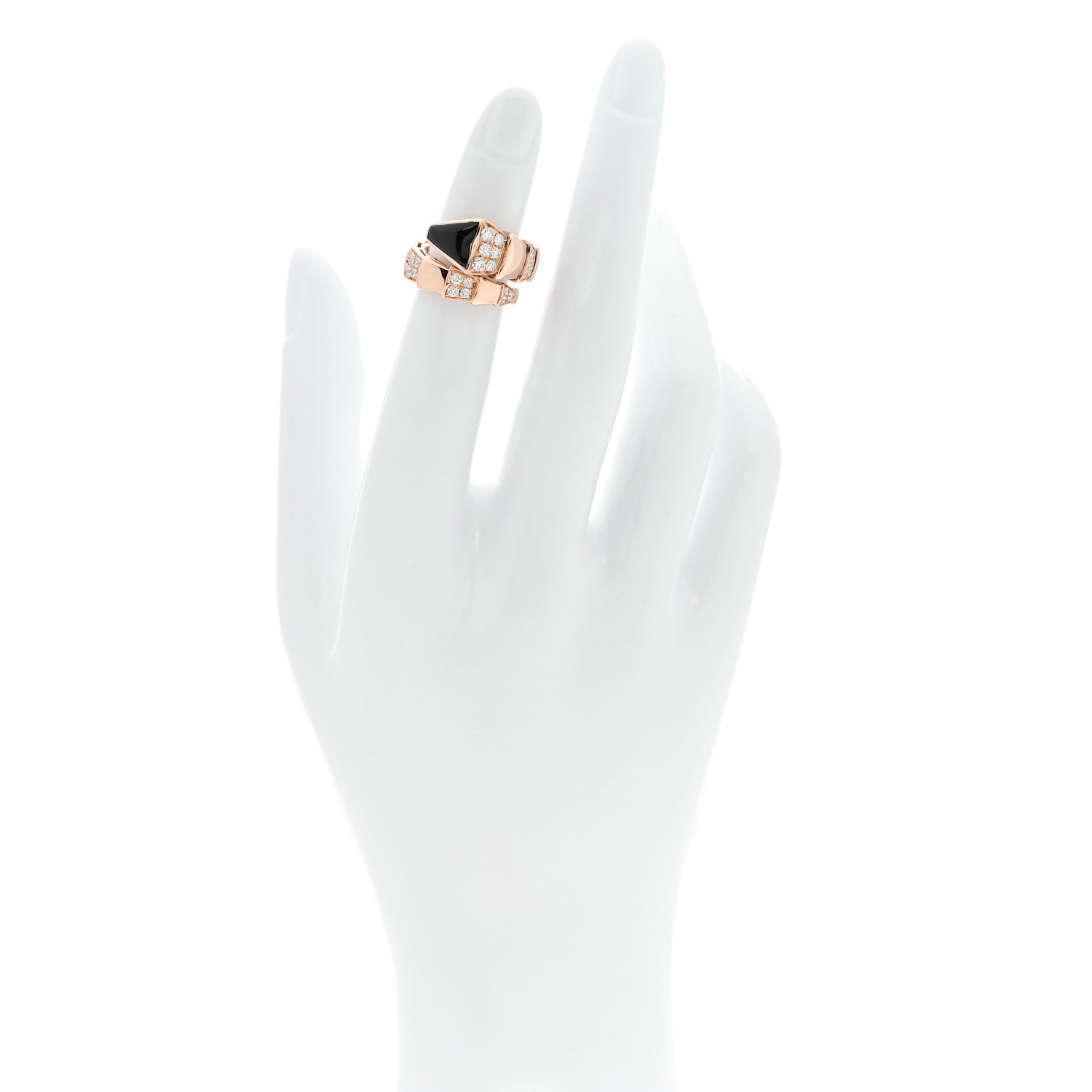 Bulgari 18K Rose Gold Diamond Black Onyx Serpenti Viper Ring S 2 of 5