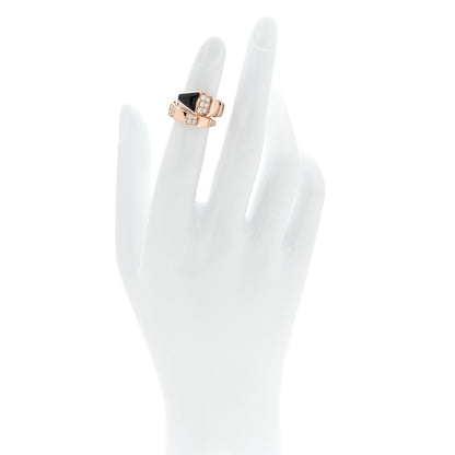 Bulgari 18K Rose Gold Diamond Black Onyx Serpenti Viper Ring S 2 of 5