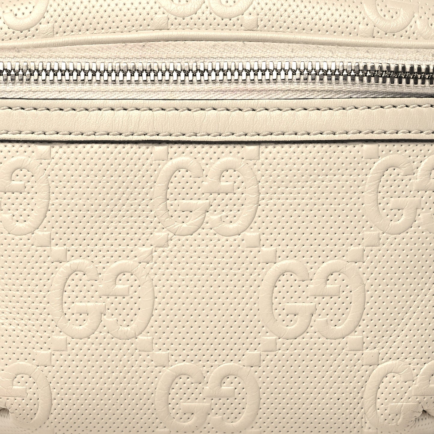 Calfskin GG Tennis Embossed Belt Bag Mystic White