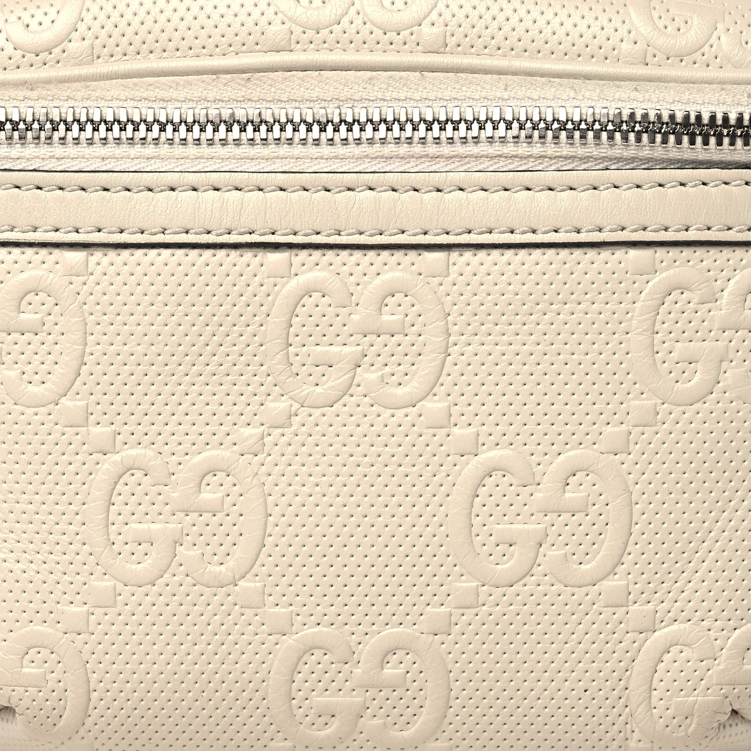 Gucci Calfskin GG Tennis Embossed Belt Bag Mystic White 8 of 12