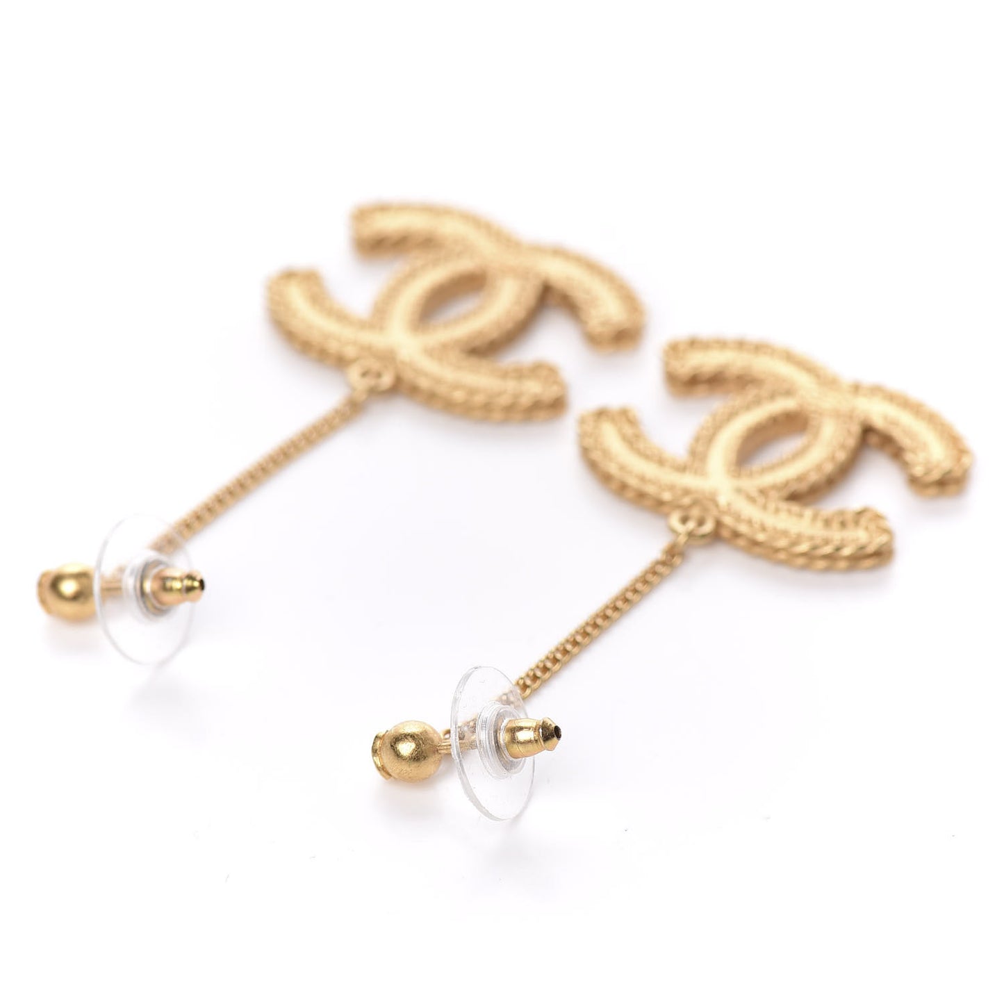 CC Drop Earrings Matte Gold