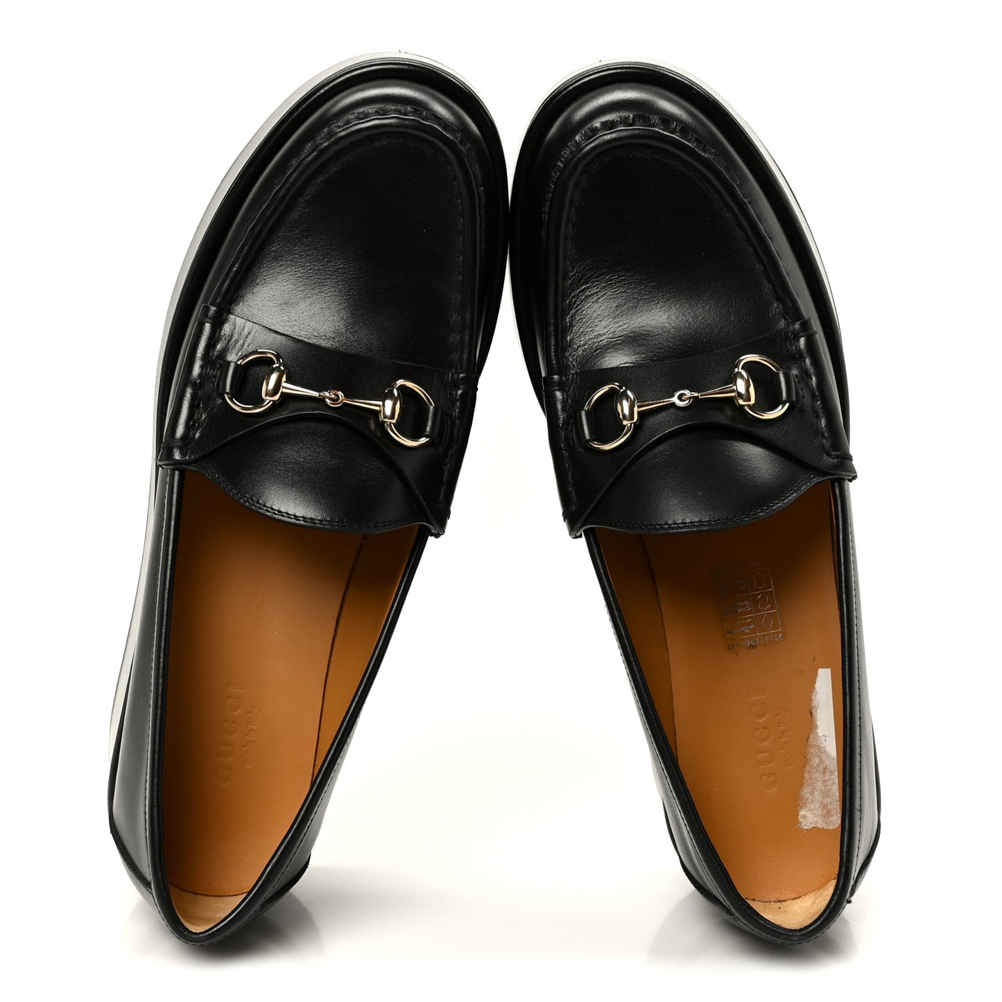 Kama Calfskin Horsebit Womens Wedge Platform Loafers 37.5 Black
