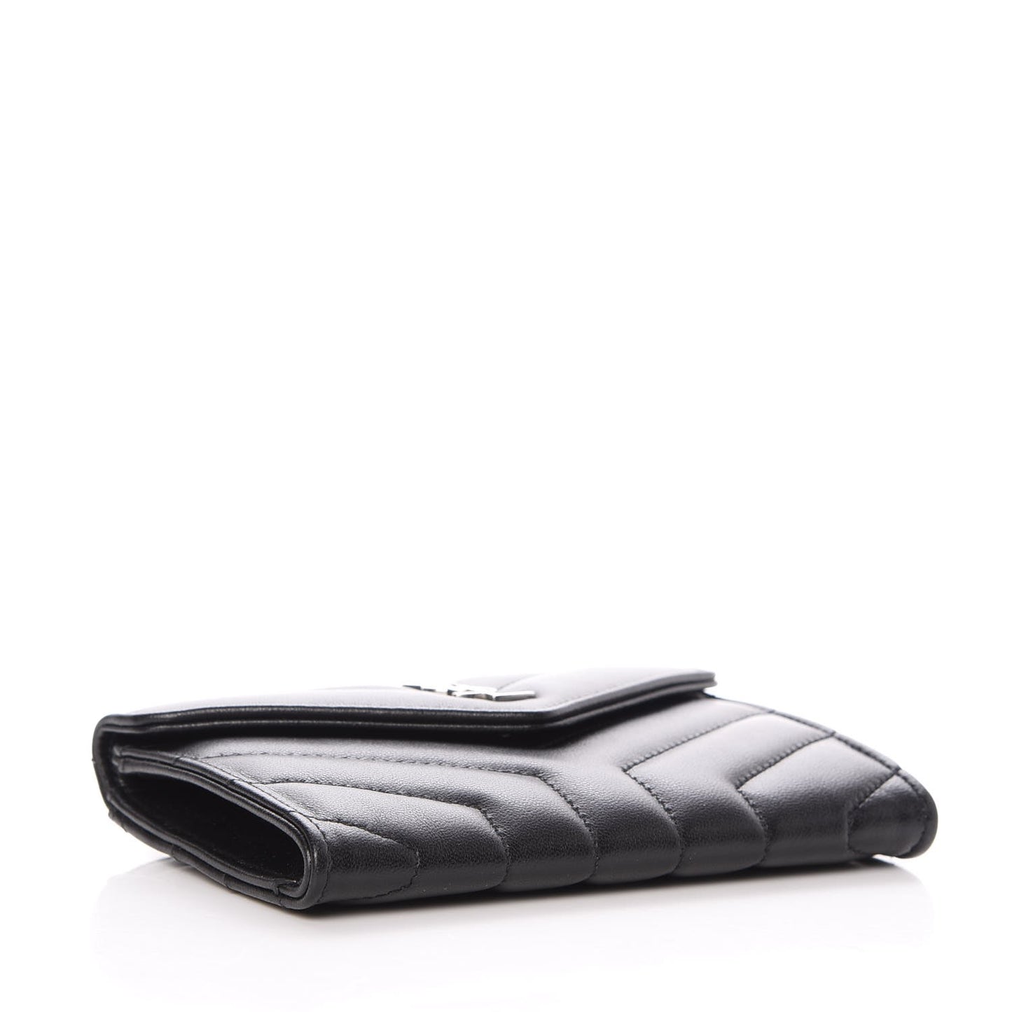 Lambskin Y Quilted Monogram Small Loulou Envelope Wallet Black