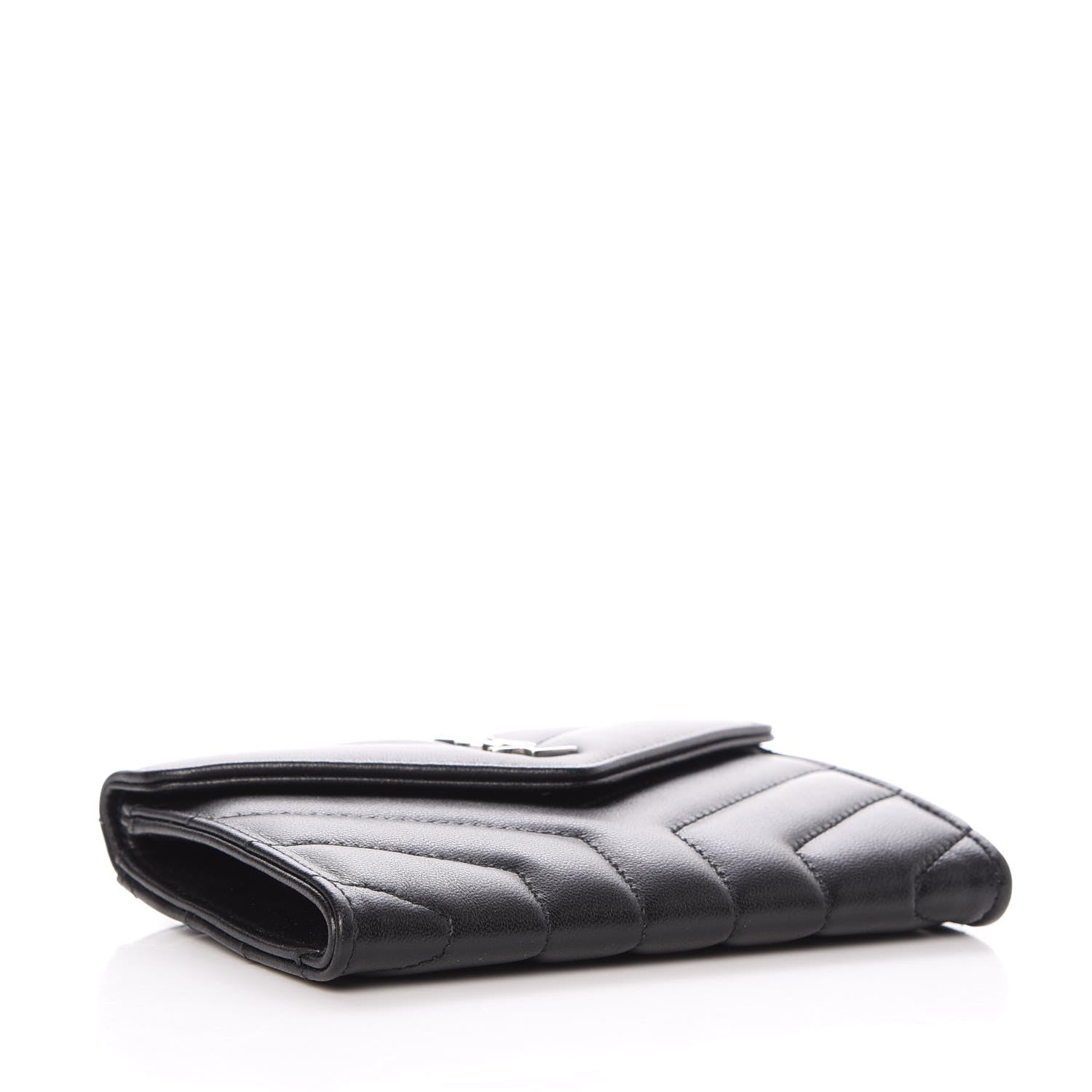 Saint Laurent Lambskin Y Quilted Monogram Small Loulou Envelope Wallet Black 4 of 8