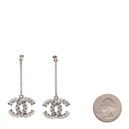 Chanel Baguette Crystal CC Drop Earrings Silver 2 of 4