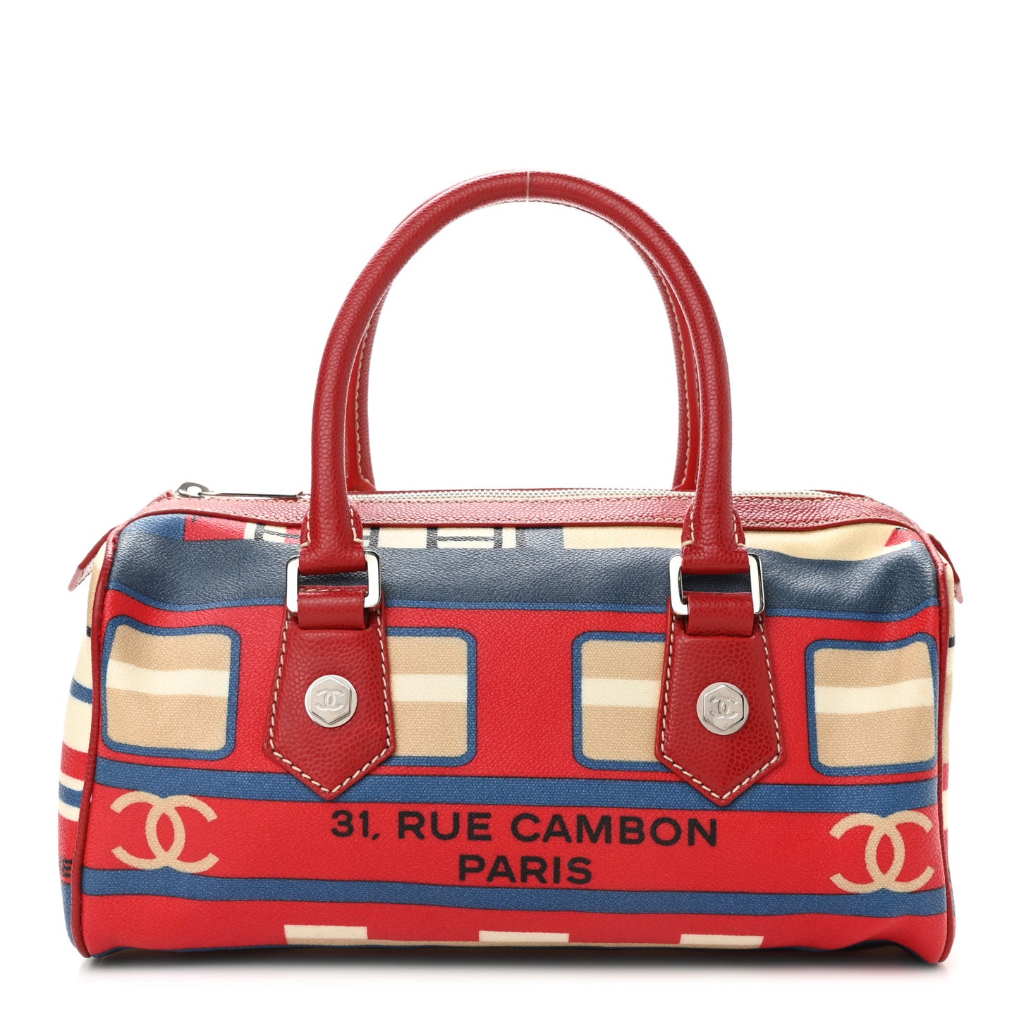 Coated Canvas Le Train Boston Bag Red