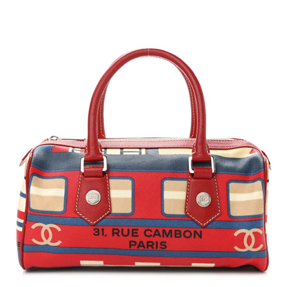 Chanel Coated Canvas Le Train Boston Bag Red 1 of 17