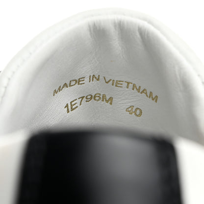 Prada Spazzolato Rois Vitello Soft Triangle Logo Womens Low Top Sneakers 40 White Black 7 of 8