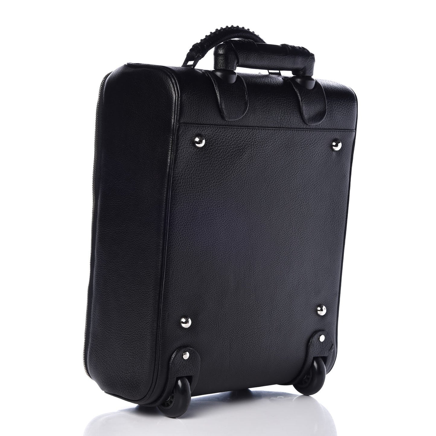 Grained Calfskin Classic Hardware Voyage Carry On Trolley Black