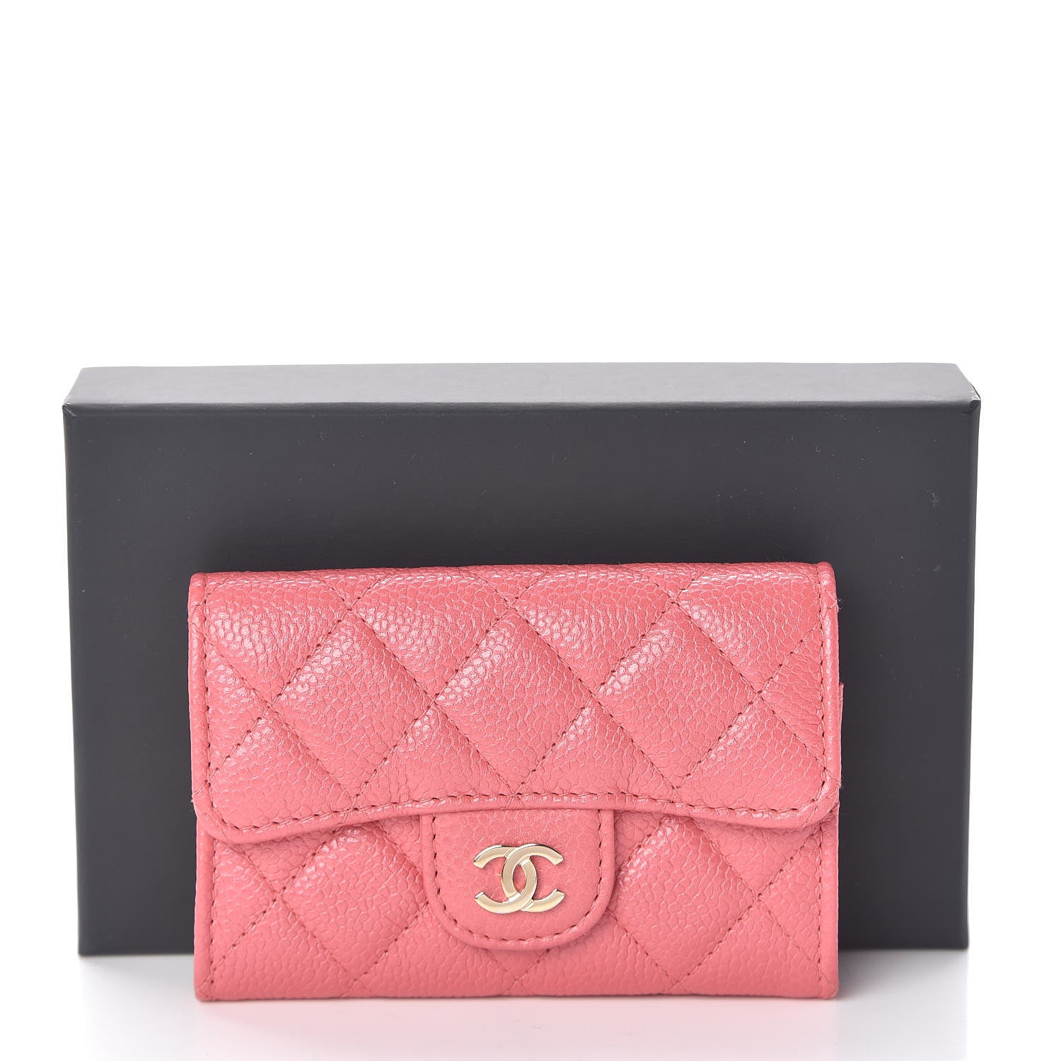 Chanel Metallic Caviar Quilted Flap Card Holder Pink 9 of 9