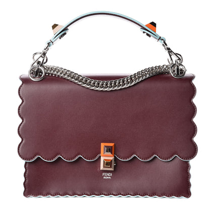 Fendi Vitello Liberty Scalloped Studded Kan I Shoulder Bag Bordeaux 1 of 10