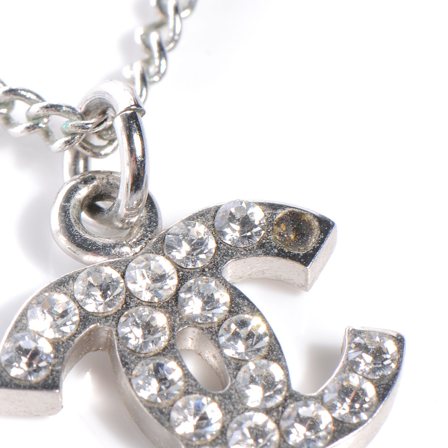 Chanel Swarovski Crystal CC Necklace Silver 56429 – FASHIONPHILE