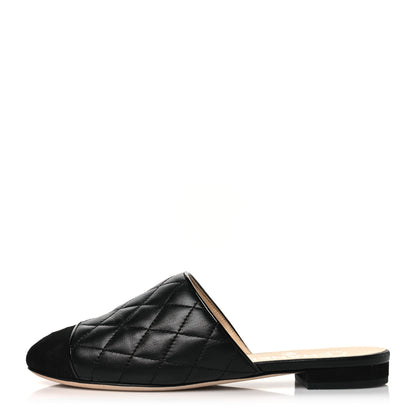 Chanel Lambskin Kid Suede Quilted Mules 36 Black 1 of 9