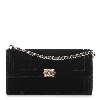 Chanel Velvet Boy Wallet On Removable Chain Black 1 of 15