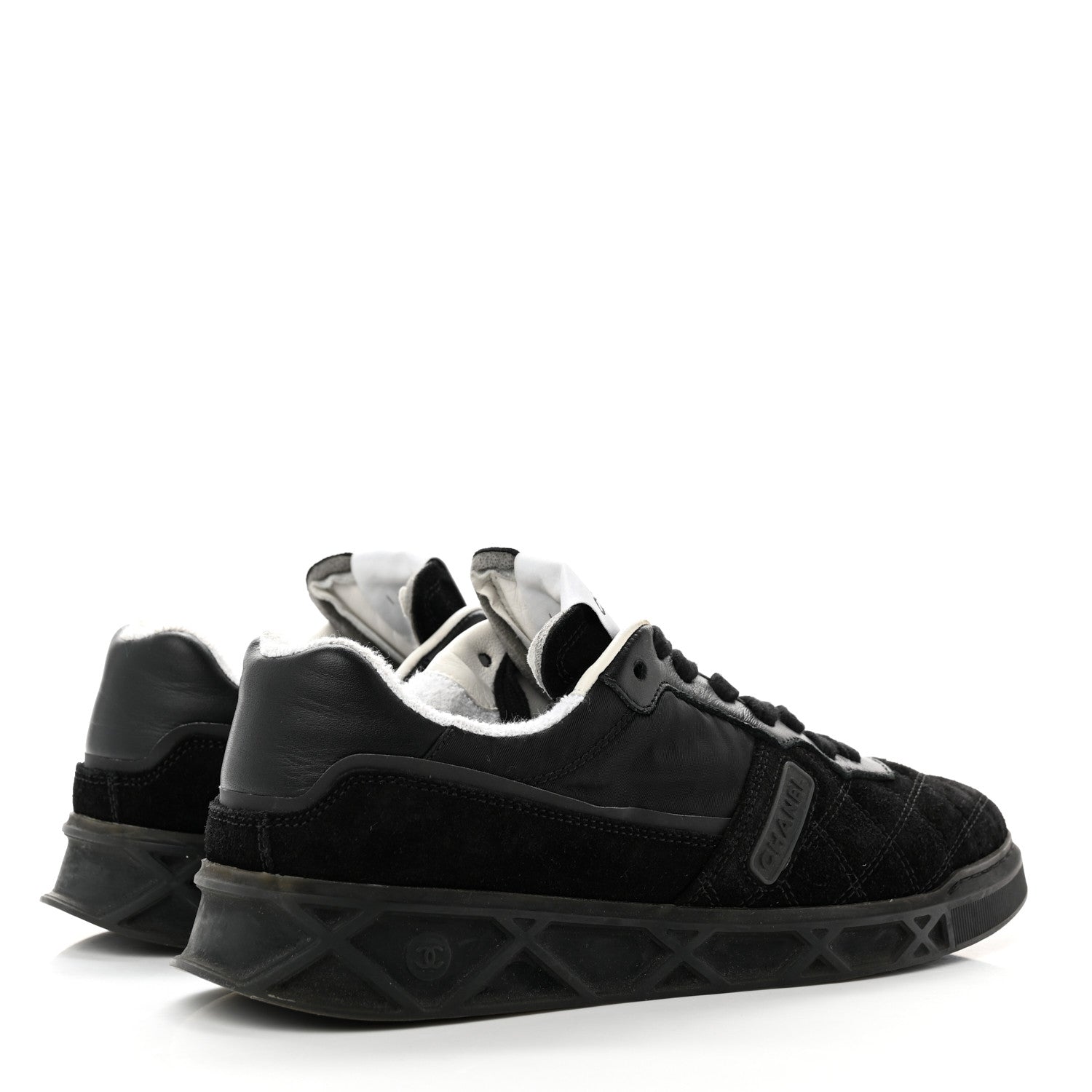 Chanel Suede Calfskin Quilted Sneakers 37 Black 4 of 10