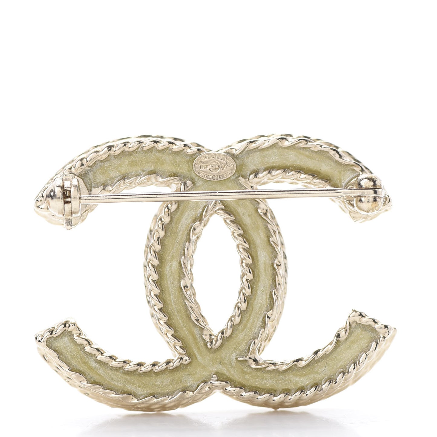 Crystal CC Brooch Pin Light Gold