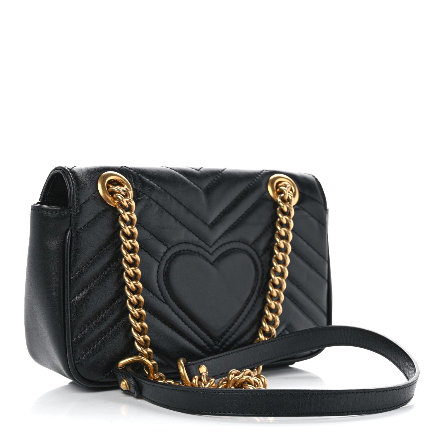Gucci Calfskin Matelasse Mini GG Marmont Shoulder Bag Black 2 of 11