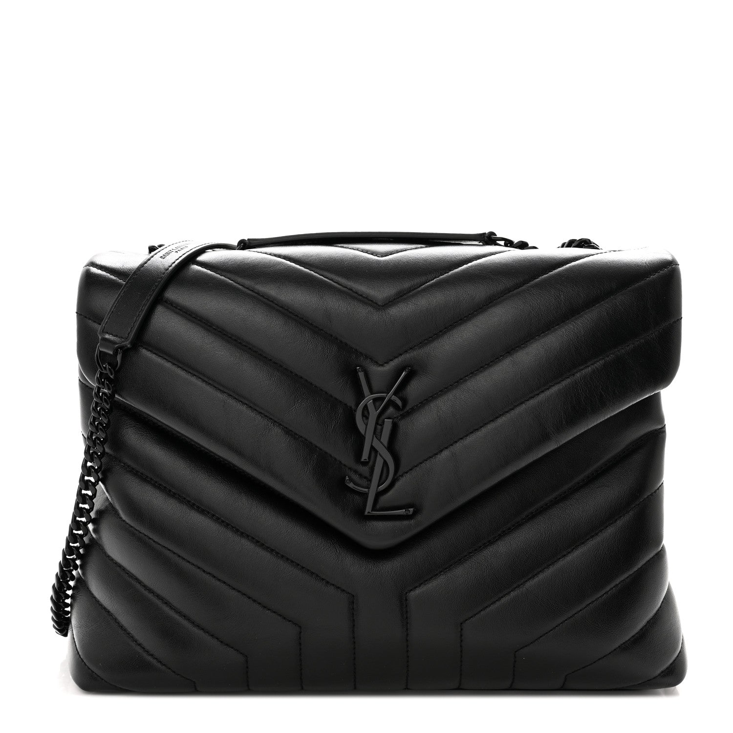 Saint Laurent Calfskin Y Quilted Monogram Monochrome Medium Loulou Chain Satchel Black 1 of 11