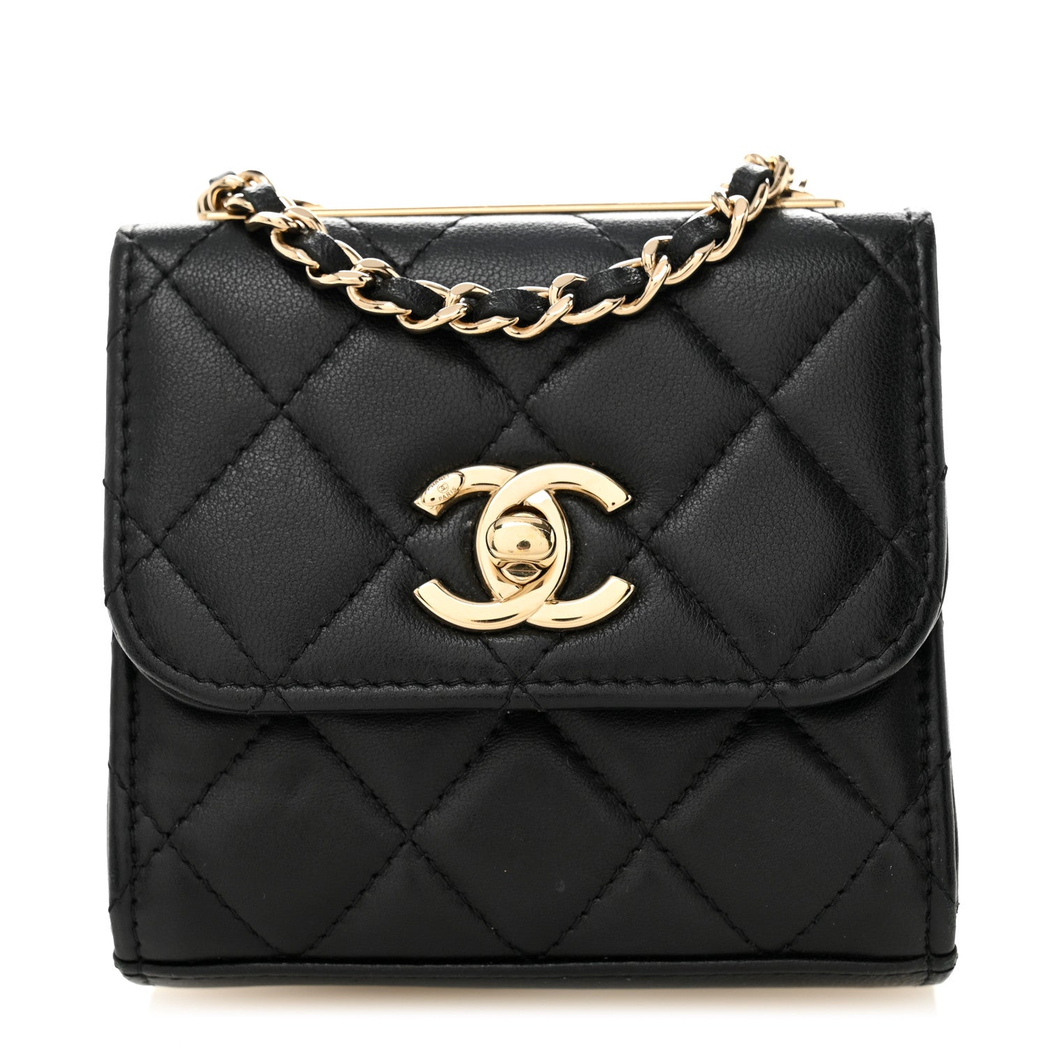 Chanel Lambskin Quilted Trendy CC Card Holder On Chain Black 1 of 9