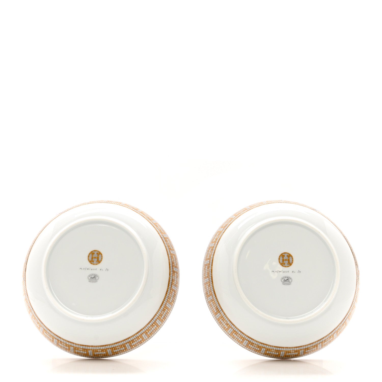Hermes Porcelain Mosaique Au 24 Gold Cereal Bowl Set of 2 3 of 7