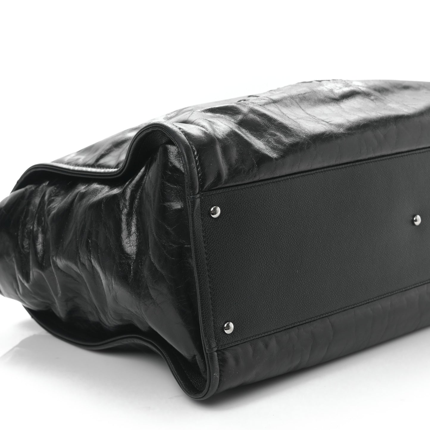 Glazed Calfskin Large Deauville Tote Black